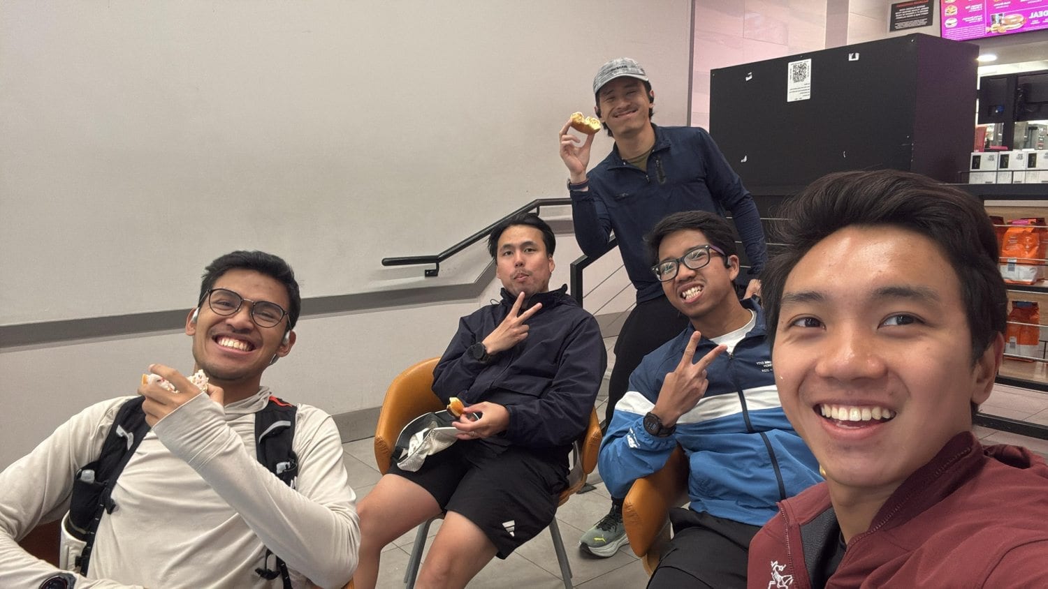 Group selfie with friends after the Manhattan loop run