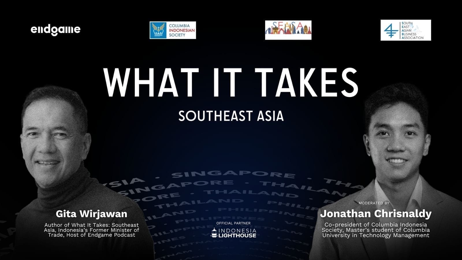 Event poster for Endgame Live: What It Takes Southeast Asia at Columbia University