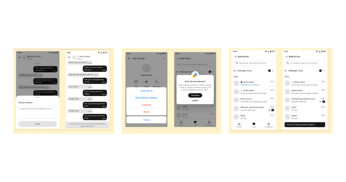 Zero-knowledge end-to-end encrypted messenger - chat screens